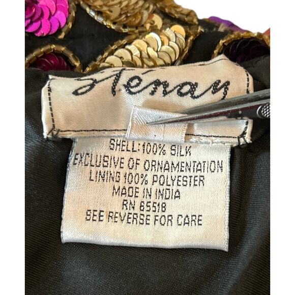 Vintage Stenay Large 100% Silk Fully‎ Beaded Sequined Party Evening Midi Dress - Picture 7 of 7